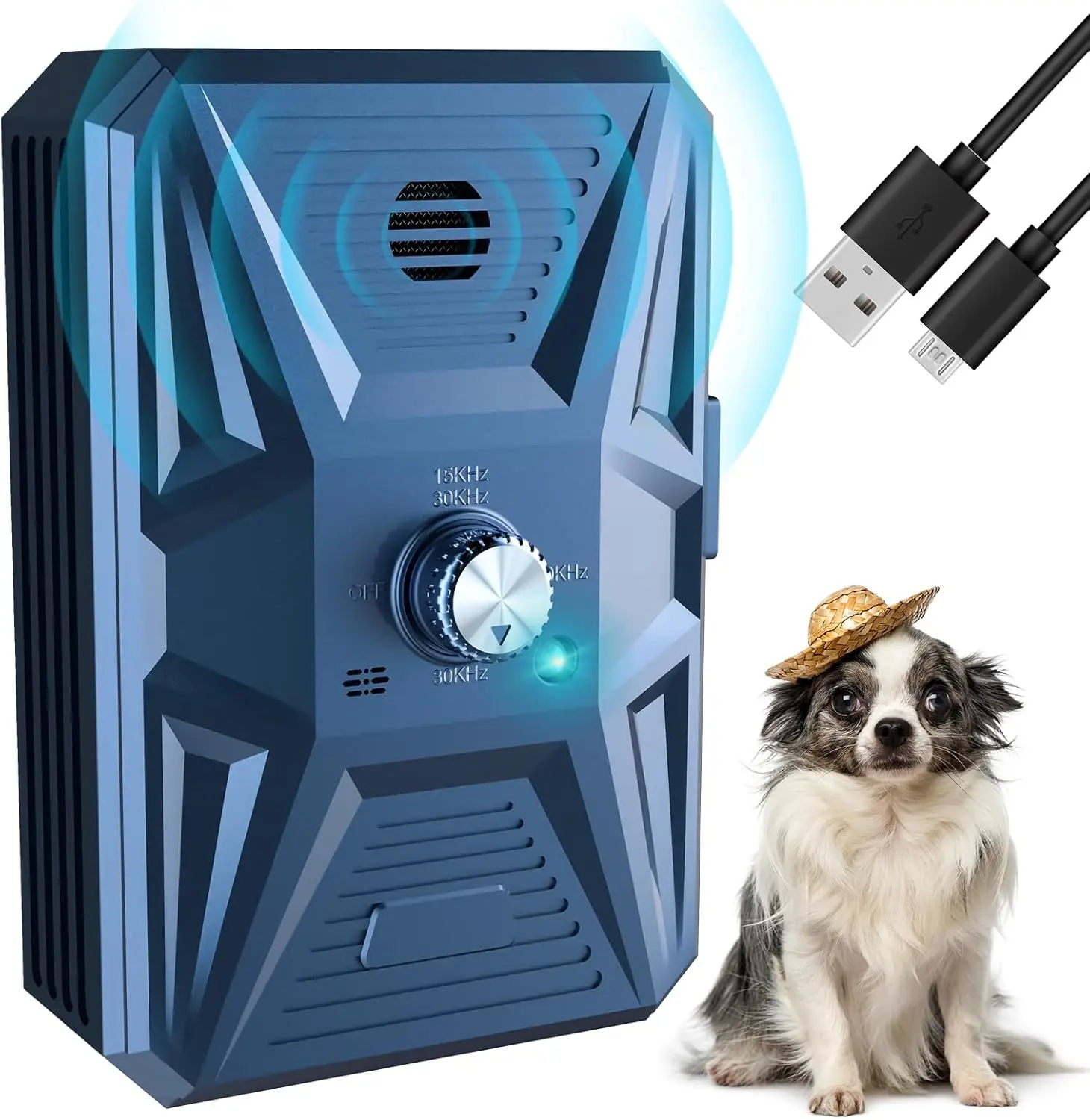 

Ultrasonic Dog Bark Control Device Adjustable 3-Level Anti-Barking Rechargeable with 33FT Effective Range for All Dogs