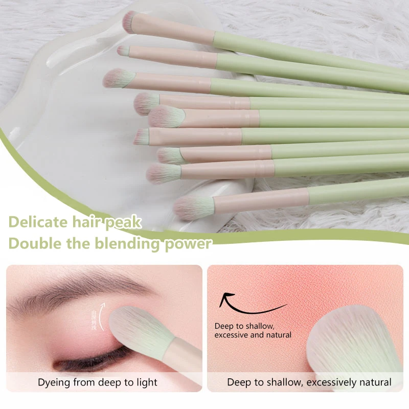 10/12 Pcs Pro Makeup Brush Set with Ergonomic Crescent Handle, Full Face Set for Foundation, Powder, Eyeshadow & Blush