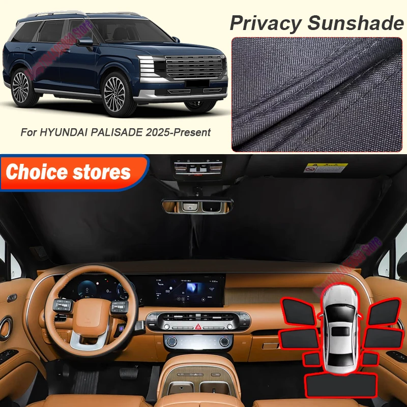 Auto Black Window Privacy Sunshade For HYUNDAI PALISADE 2025-2026 Anti-UV Heat Insulation Protect Cover Interior Accessory