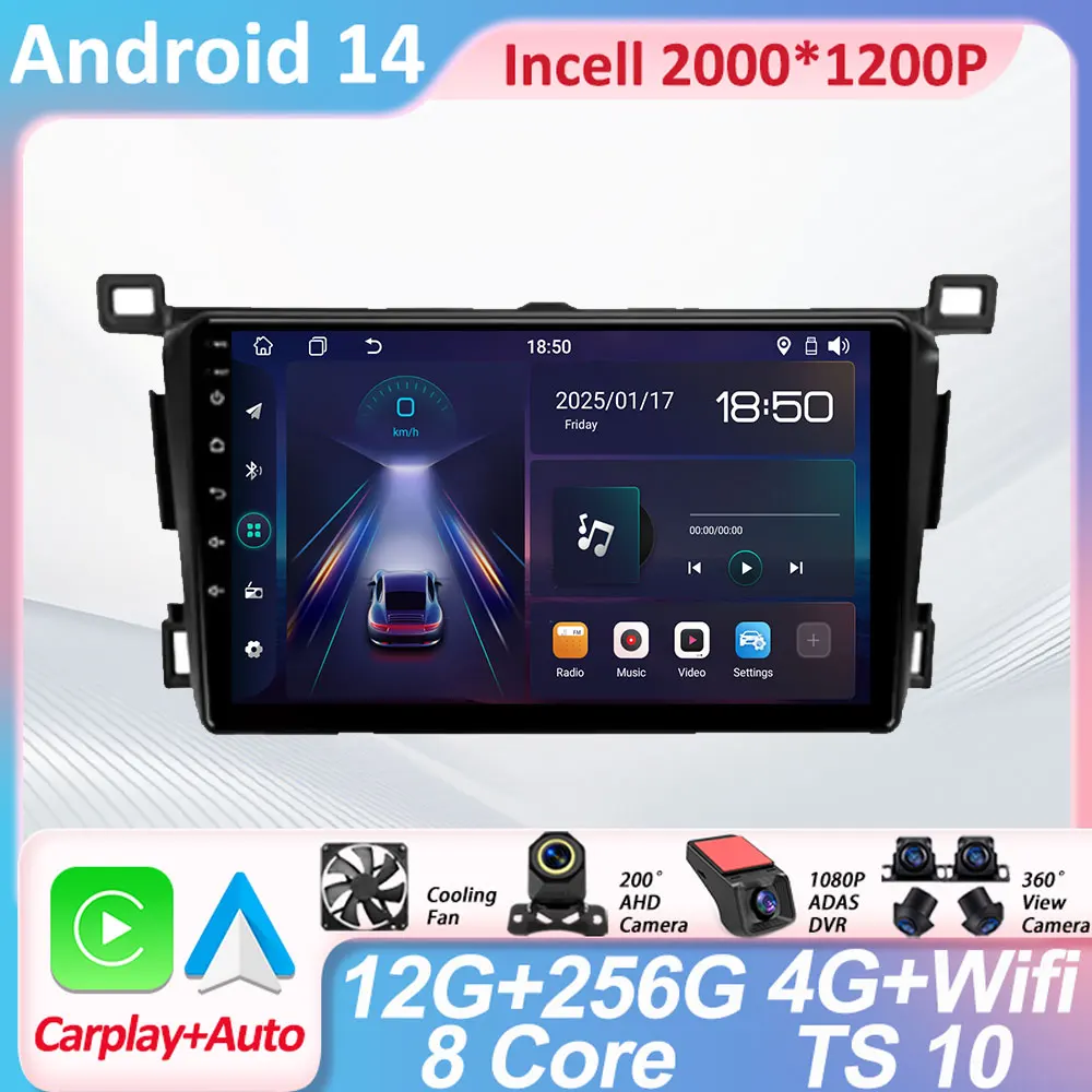 

For Toyota RAV4 4 XA40 5 XA50 2012 - 2018 Carplay Auto Screen Android Autoradio Car Multimedia Player Smart Car Systems 2 Din BT
