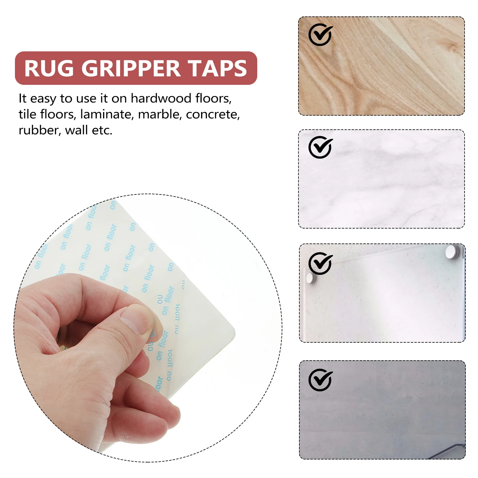 

8pcs Anti slip Stickers for Area Rugs Double Sided Carpet Gripper White Tape Plastic Non Slip Bath Mat Pad Tapes