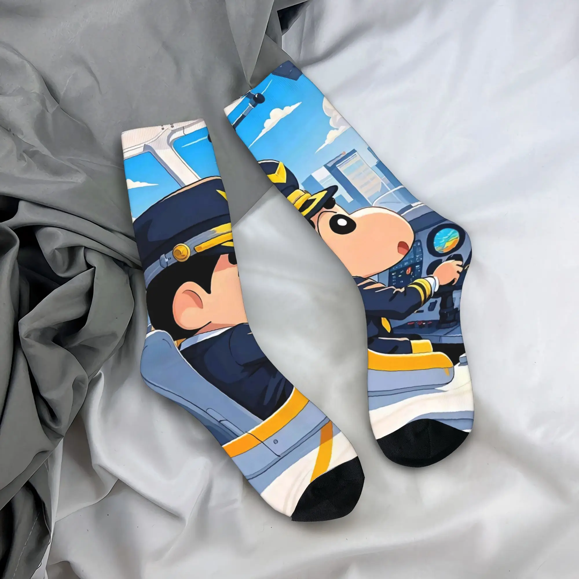 Crayones Shin chans como calcetines de conductor medias con patrón antideslizantes adultos hombres calcetines cálidos suaves otoño ocio calcetines para correr