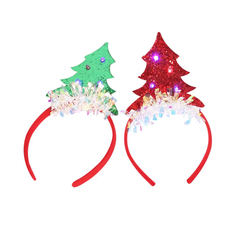 2 Pcs LED Flash Head Band Hair Bands Christmas Party Headband Headwear Luminous Hoop