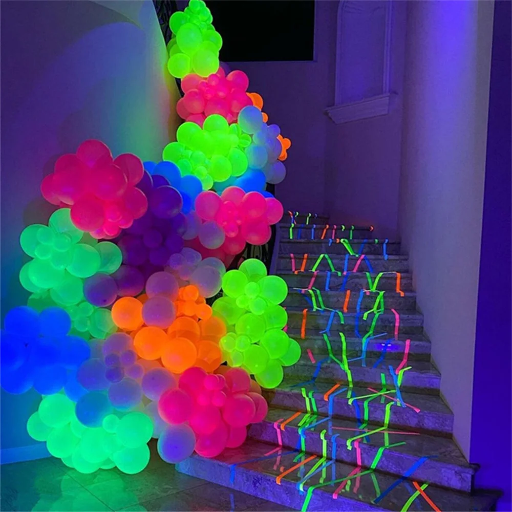 20/50Pcs Party Balloons UV Blacklight Reactive Neon Fluorescent Balloons GLOW In The Dark Balloon for Adults Wedding Halloween