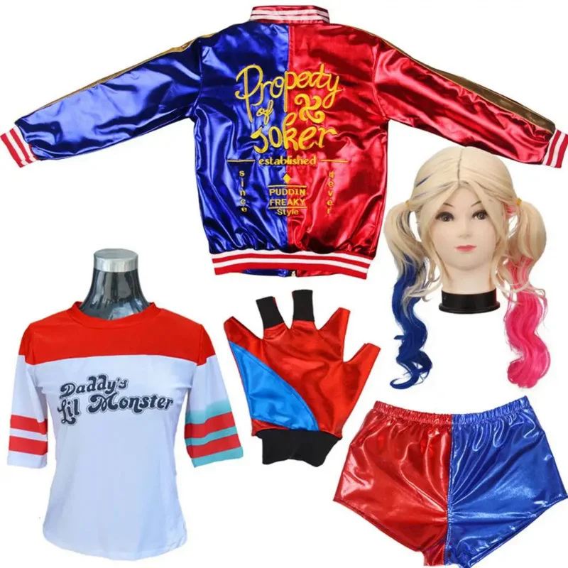 Suicide Cosplay Anime Harley Costume Quinn Frozen Dress Kids Adult  Suit Pop Tops Squad Accessories Women