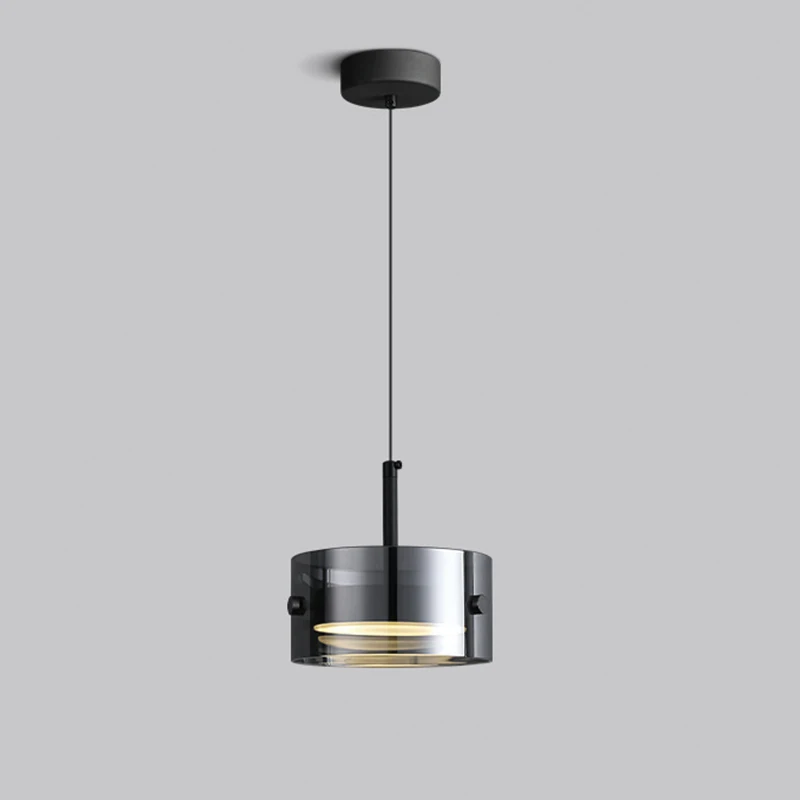 

Modern Luxury Pendant Light Round Glass Lampshade Smoke Gray Color Restaurant Chandeliers LED Bedroom Decoration Hanging Lustres