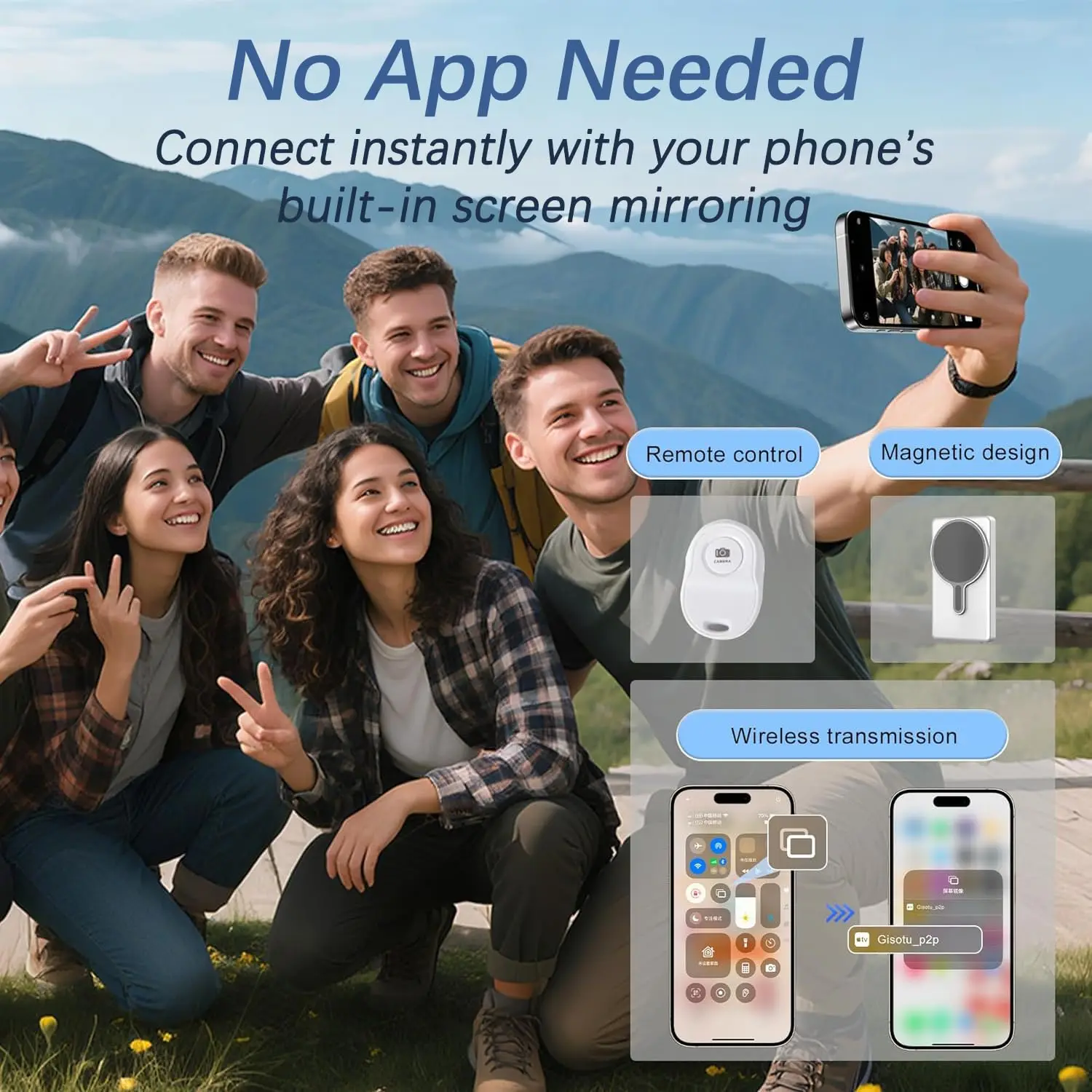 Wireless Magnetic Selfie Monitor Screen with Remote Control, 1800mAh Battery Vlog Live Stream Rear Screen for iPhone Android - view 5