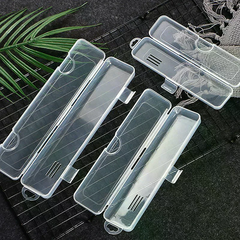 Portable Makeup Brush Organizer Eyebrow Pencil Tableware Chopsticks Transparent With Cover Storage Box Kitchen Accessories