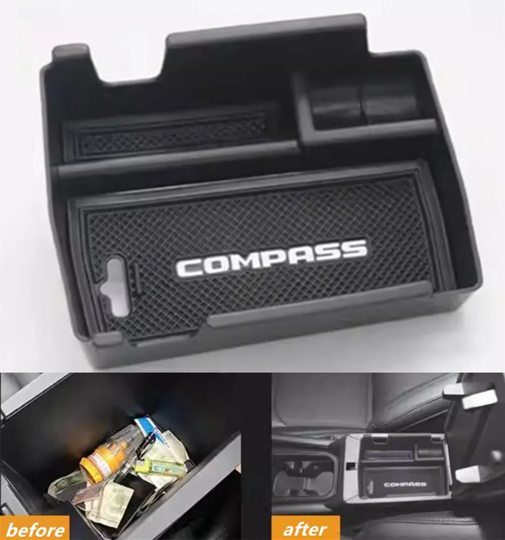 Boîte de rangement pour accoudoir de console, décoration intérieure de voiture, accessoires de rénovation et de style pour Jeep Compass 2021 2022 2023