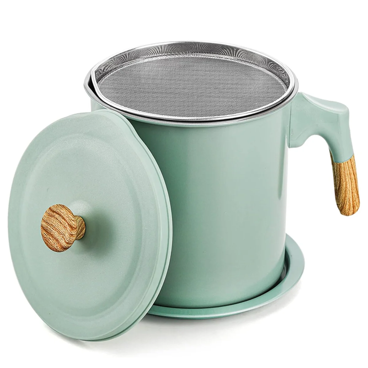 New Bacon Grease Container with Strainer 1.4L Stainless Steel Oil Filter Pot Cooking Oil Storage Pot with Strainer view 2