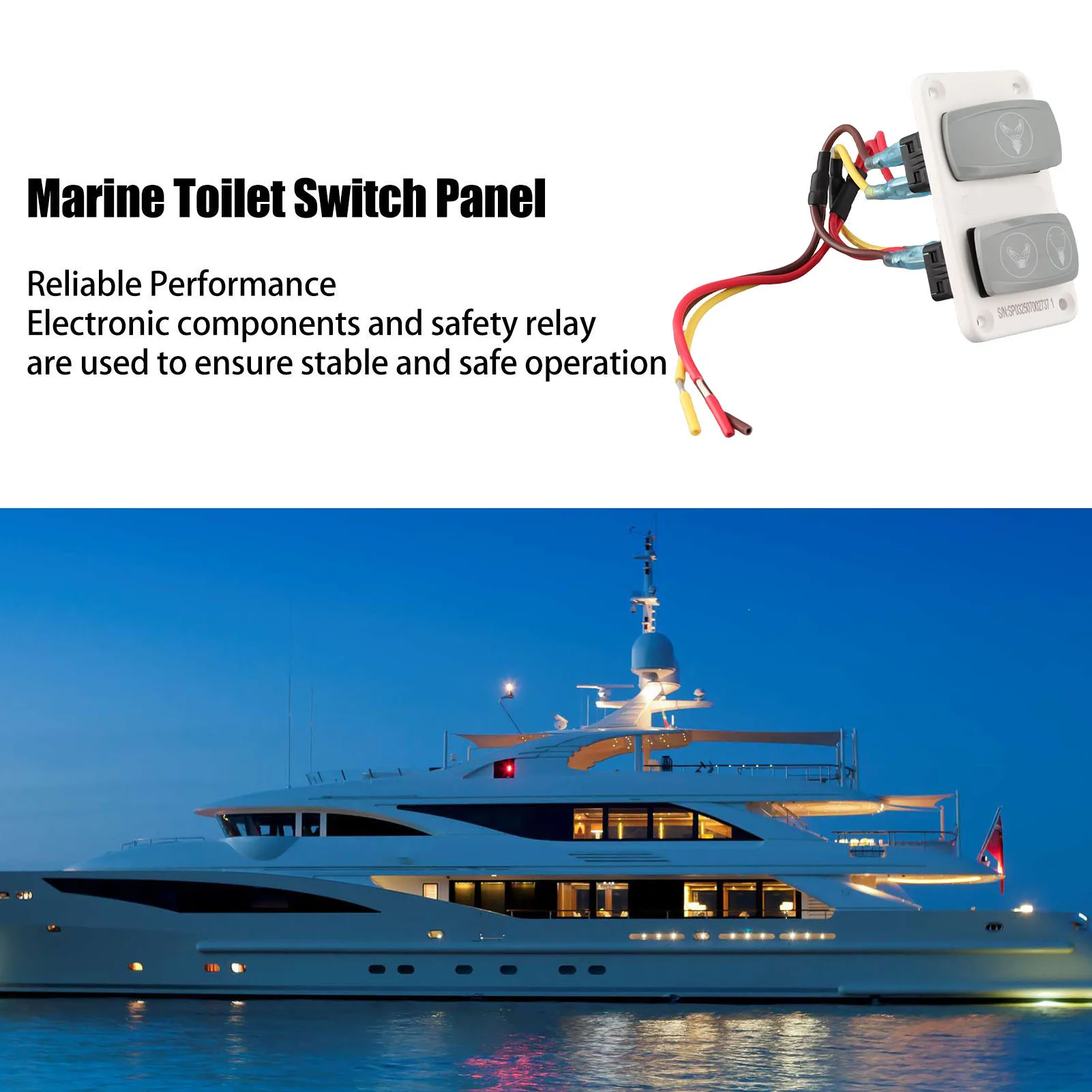 

RV Toilet Toggle 3 Way Marine Toilet Panel Long Use Life Fit for Yacht