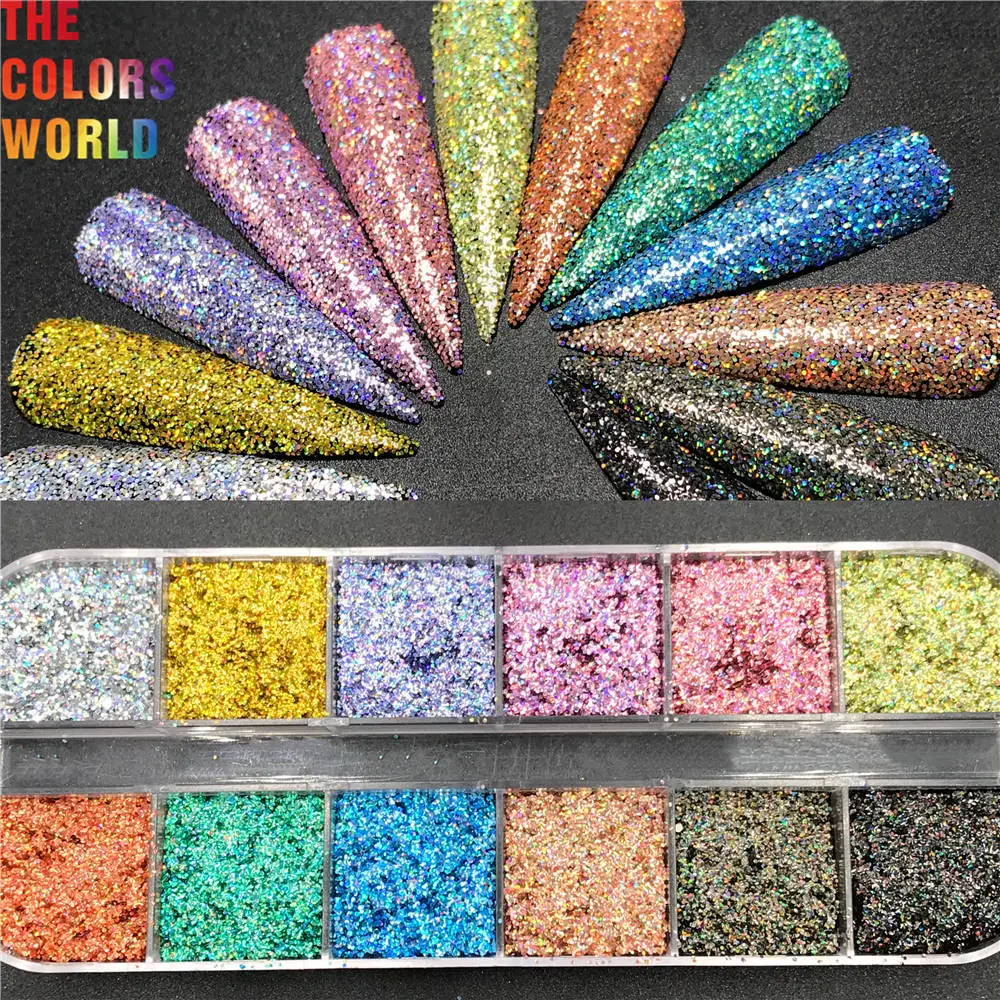 TCT-357 Curl Fish Scale 0.4MM Holo Laser Color Solvent Resistant Nail Glitter Nail Decoration Henna Crafts Tumbler Accessories