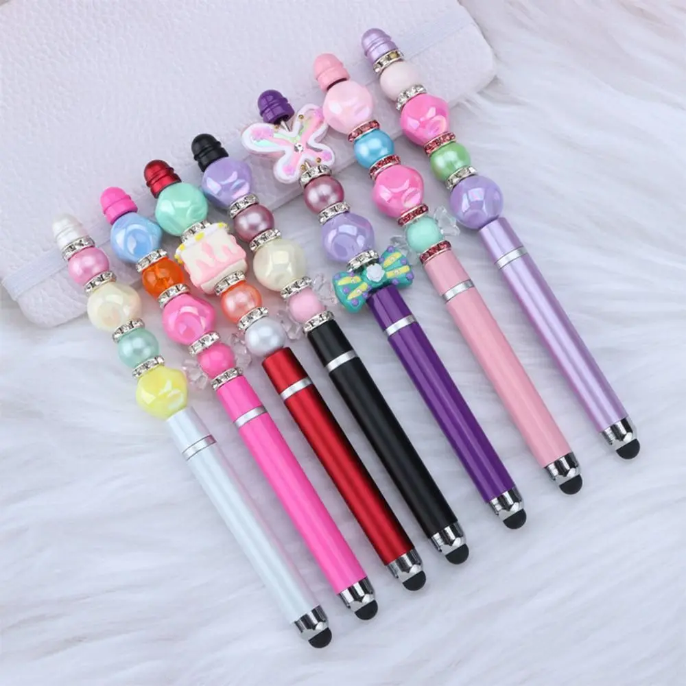 Multifunctional Plastic DIY Beaded Pen Student Gift Handmade Stylus Pen Touch Screen Ballpoint Pen School Office Supplies