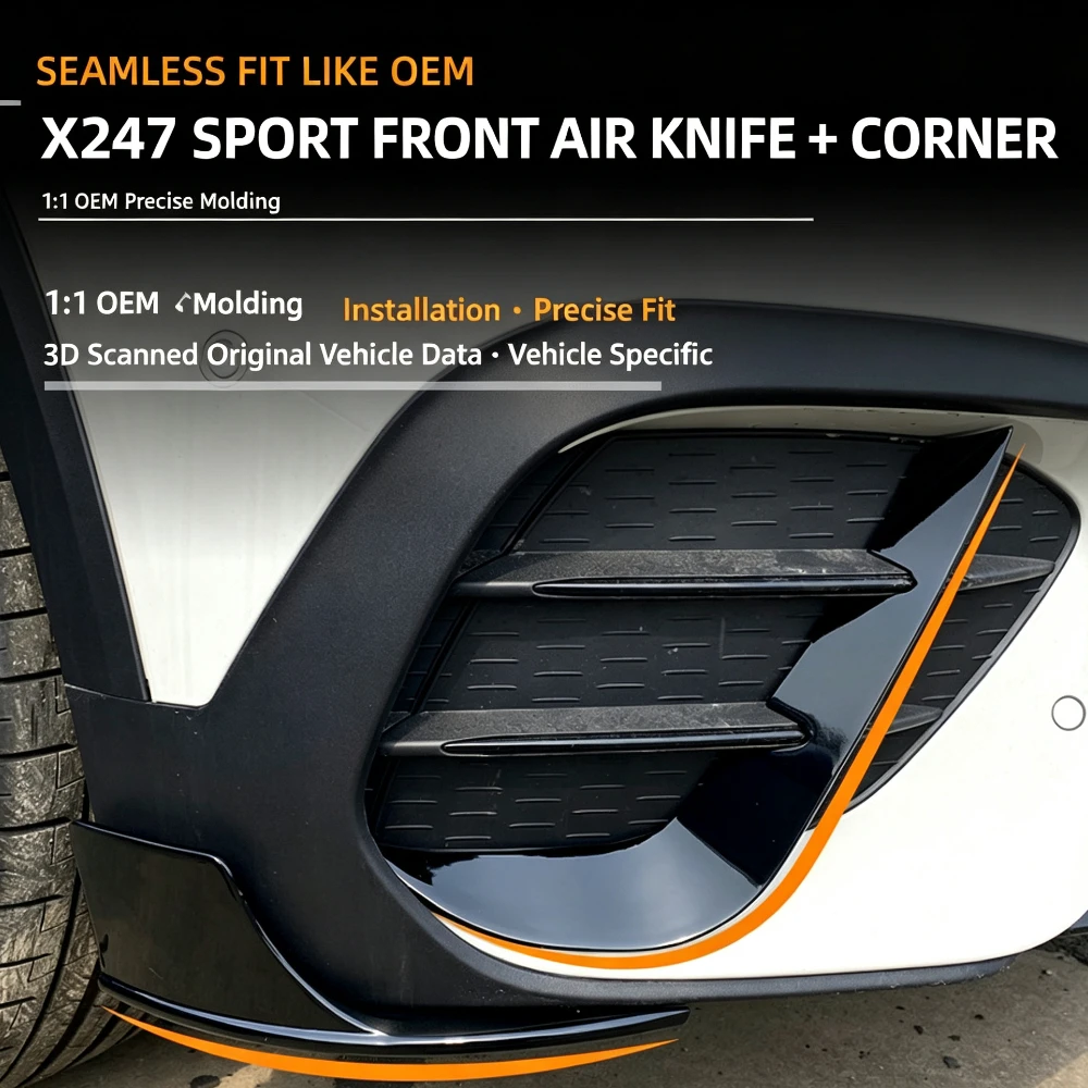 Car Front Bumper For Mercedes Benz GLB Class X247 GLB200 GLB220 GLB35 AMG 2019-2023 Side Splitter Lip Wind Knife Spoiler view 4