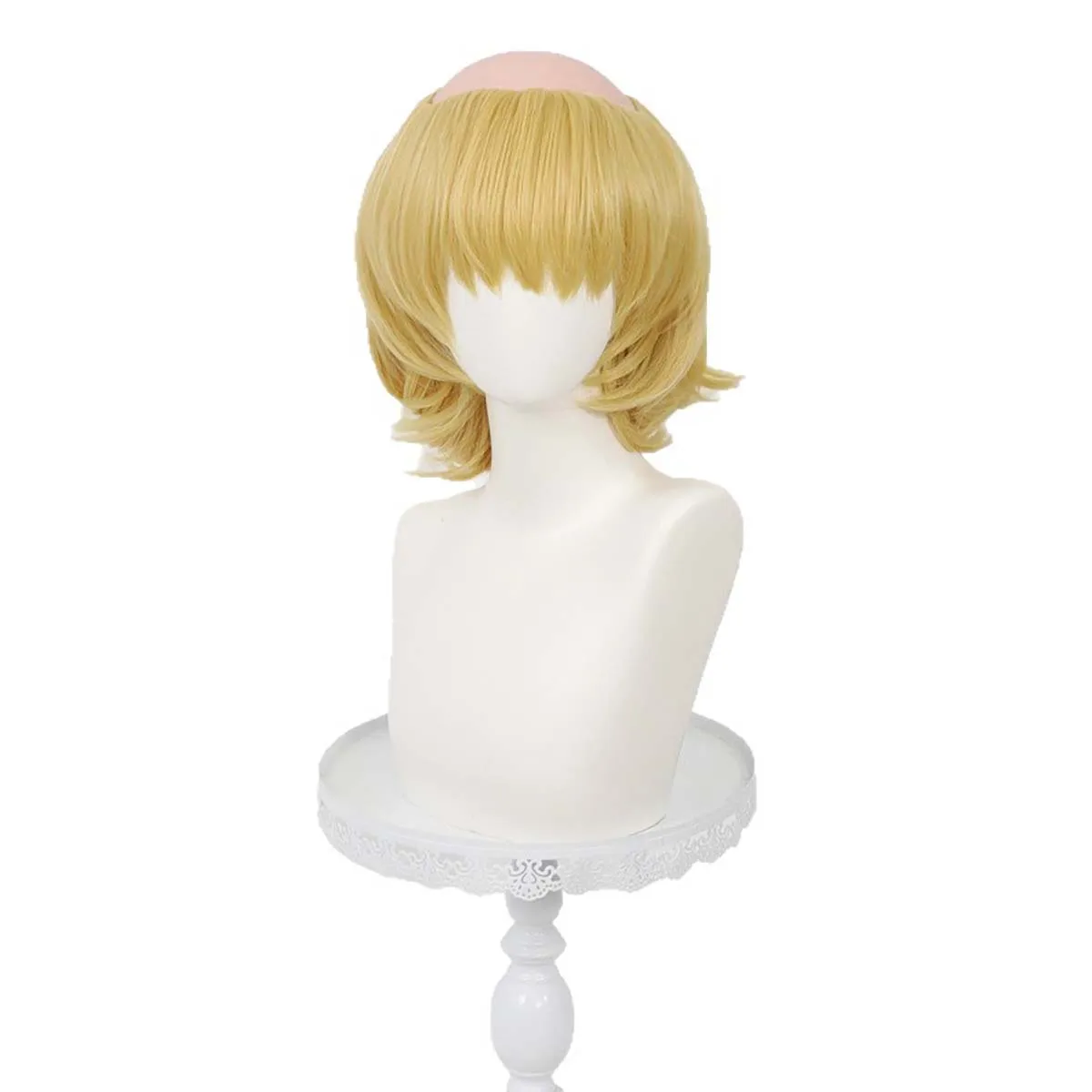 Halloween Party Anime About The Movement of The Earth Badeni Cosplay Blonde Short Wavy Hair Wig