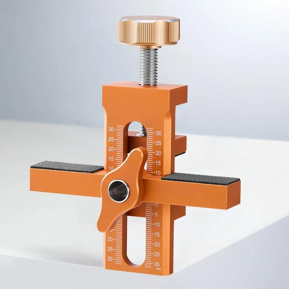 Dispositivo auxiliar de puerta de gabinete ajustable, elevación y perforación, herramienta de instalación de puerta de gabinete 2 en 1, dispositivo auxiliar de fijación