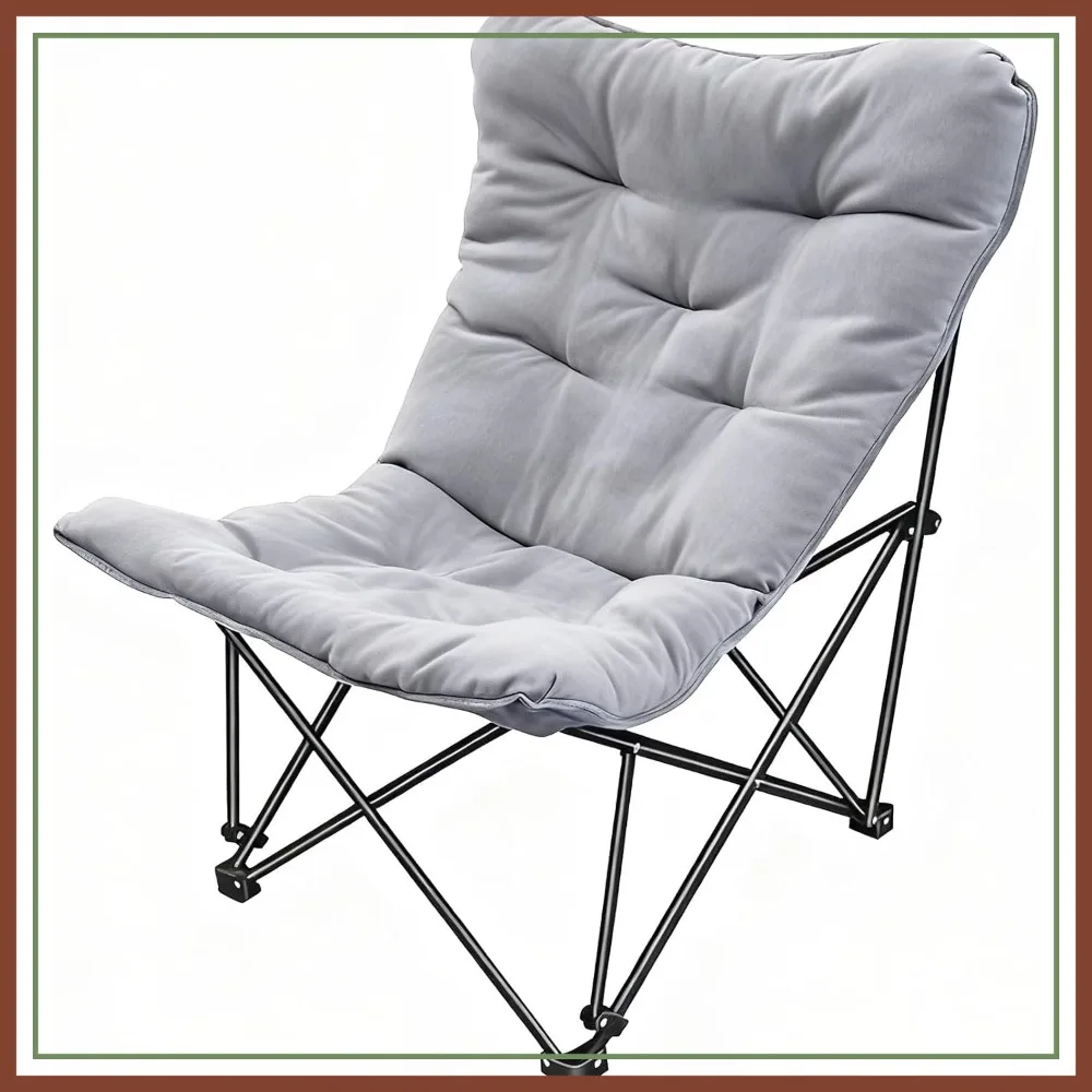 

Oversized Padded Camping Chair High Back Heavy Duty Folding Comfy Butterfly Chair for Adults Lawn Patio Outdoor