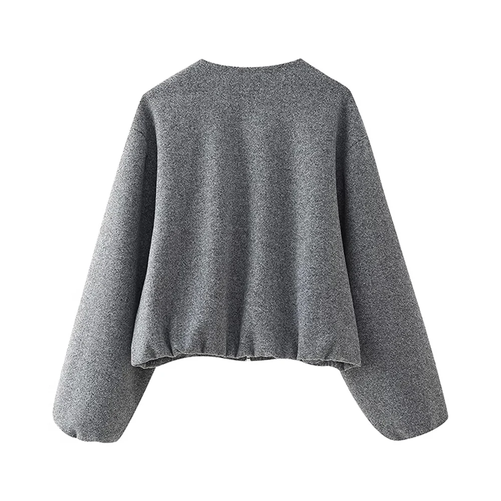 TWOTWINSTYLE Solid Temperament Jackets For Women Round Neck Long Sleeve Spliced Zipper Minimalist Coat Female Fashion New Style