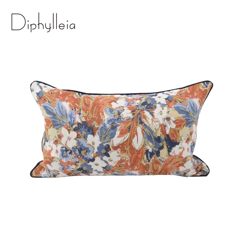 

Diphylleia Hawaii Style Home Decorative Cushion Cover Colorfull Flowers Jaquard Designer Throw Pillow Case Sofa Living Room