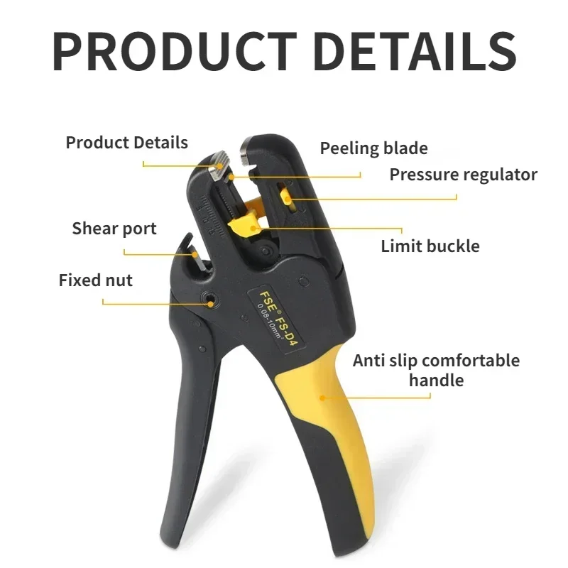 Automatic Wire Stripper and Cutter Pliers 2 in 1 Heavy Duty Tools 0.08-10mm²/28-8AWG Mini Multifunctional Electrical Repair