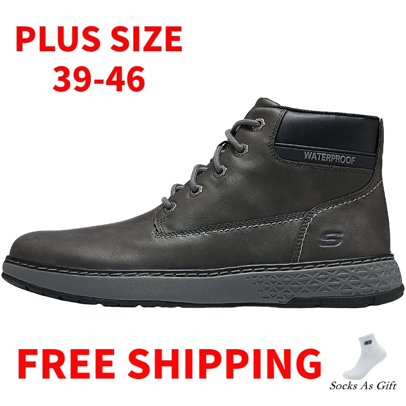 Skechers Men Boots High Top Mens Leather Shoes Outdoor Waterproof Sneakers Lace Up Non-Slip Ankle Boots botas taticas militares