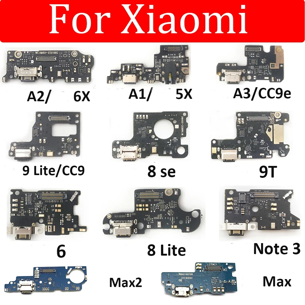 New USB Charging Port Dock Charger Plug Connector Board Flex Cable For Xiaomi Mi Max Mix 2 3 6 A1 5X A2 6X 9 8 Se A2 Lite CC9e