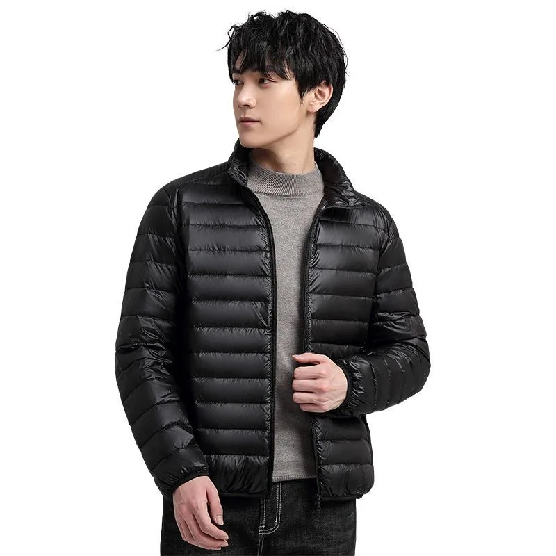 

Fall Winter Men's Casual down Cotton Jaet Lightweight Faionable Large Size ort Sle Stand Collar Hooded Outerwear