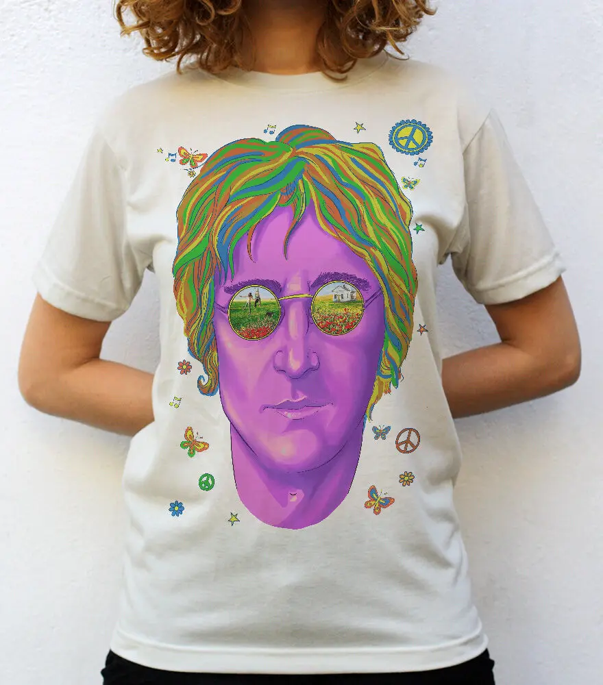 

Imagine John Lennon Portrait T shirt Artwork Y2K tops Unisex Summer Short Sleeve