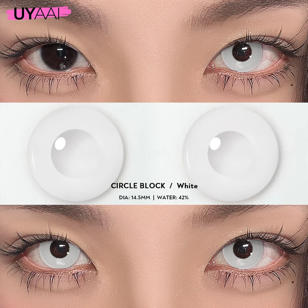 UYAAI 1 Pair Cat Eyes Crazy Lenses Vampire Lenses for Halloween Cosplay Eye Contacts White Lenses Anime Black Colored Lenses