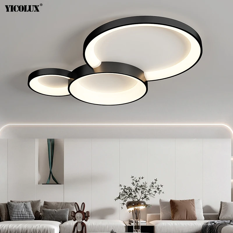 

Dimming Simple White Black Grey New Modern LED Chandelier Lights Living Dining Room Ceiling Bedroom Hall Lamps Indoor Lighting