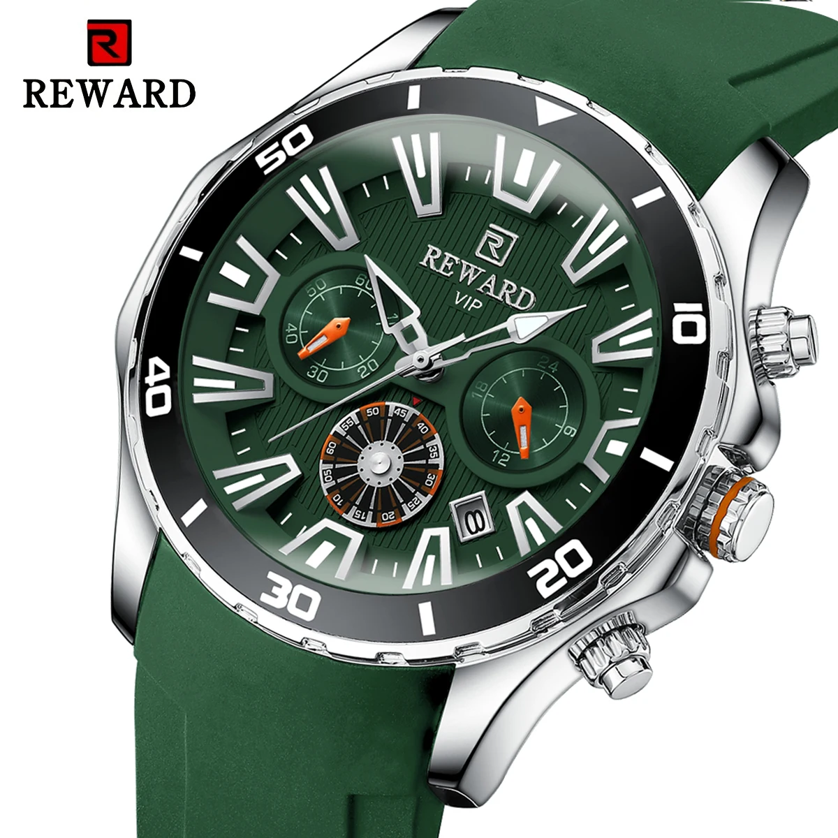 

REWARD Men Watch Top Brand Luxury Chronograph Quartz Mens Watches Green Military Waterproof Wristwatch Relogio Masculino