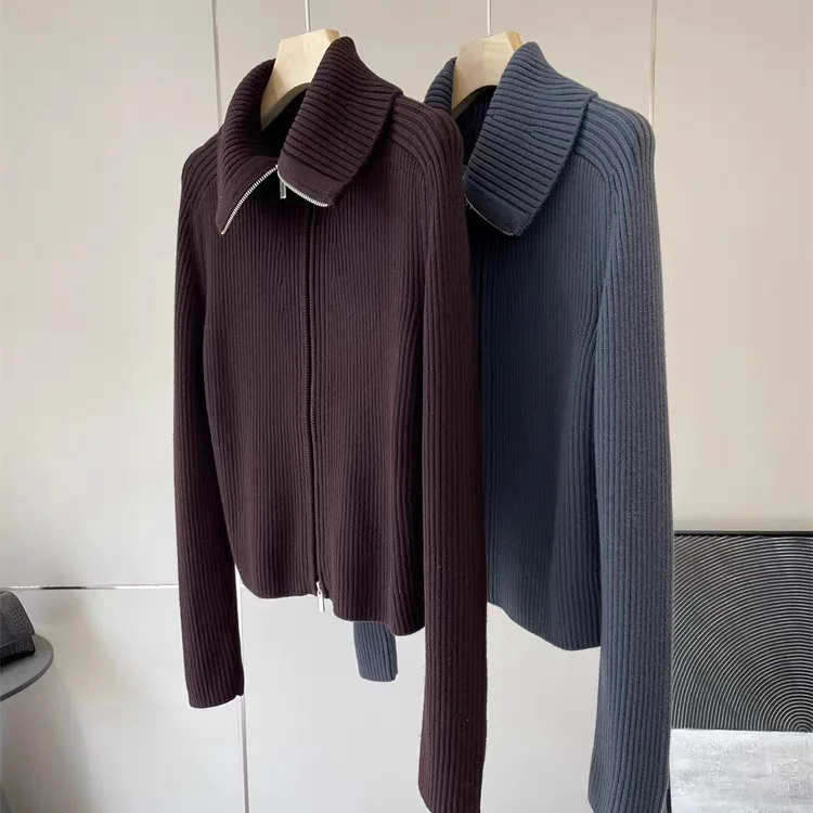 

Heavyweight Handmade Half-Spun Knitted Zipper Cardigan Angora Red Open-Shirt Women's Fashion Winter Collection J Style