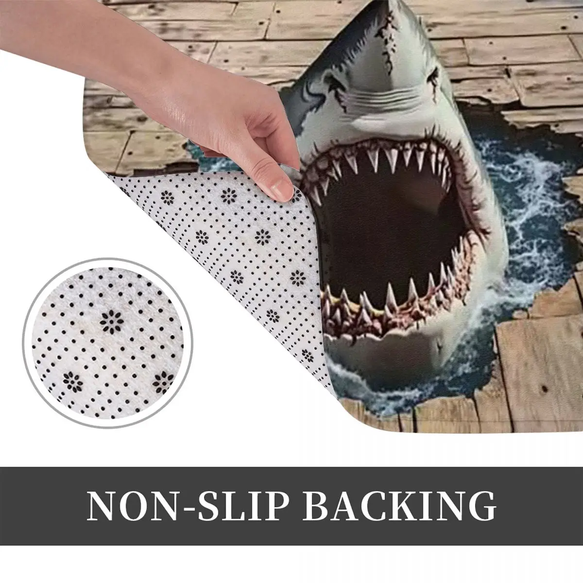 3D Illusion Shark Doormat Kitchen Entrance Home Floor Mat Anti-slip Carpet Rug for Bedroom Footpad Mats