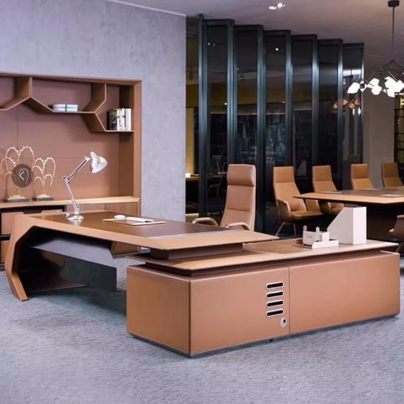 طاولات مكتبية حديثة مصممة مع مدير منظم Hutch مكاتب على شكل حرف L للدراسة أثاث مكتبي Mesa De Escritorio #3