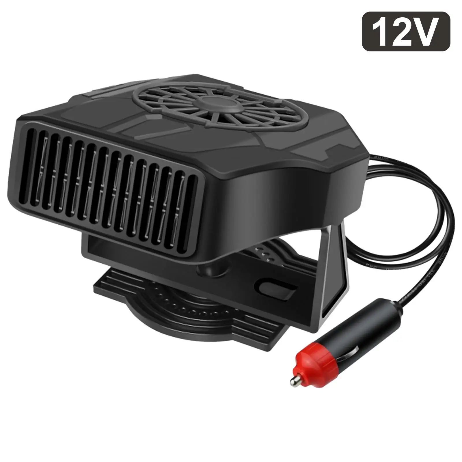 Portable Car Heater 12V 24V 200W Defrost Defog Electric Fan for Windshield Demister Auto Window Dryer Black