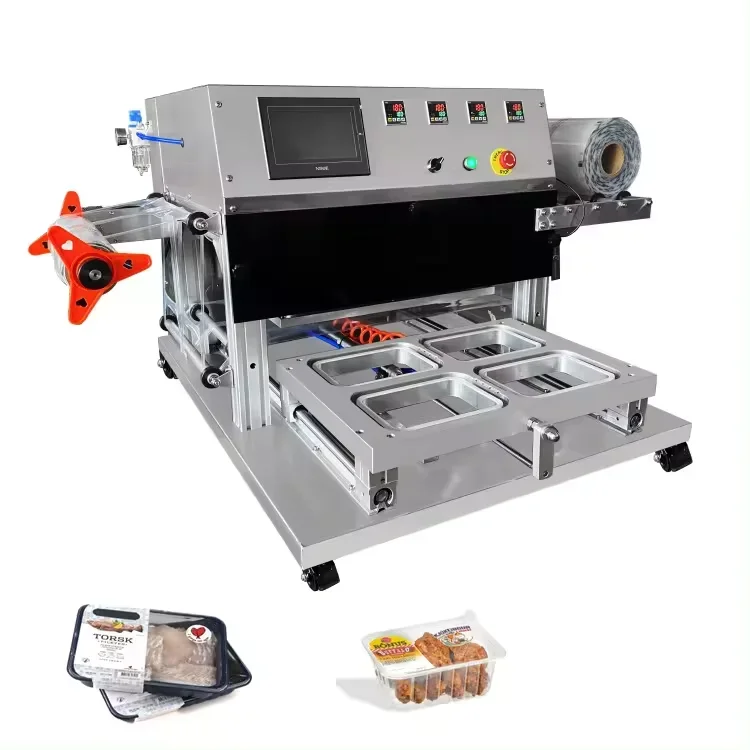 Factory Direct Sale Automatic Continuous Fast Food Square Tray Sealing Machine Gas Nitrogen Flushing Packaging Machine