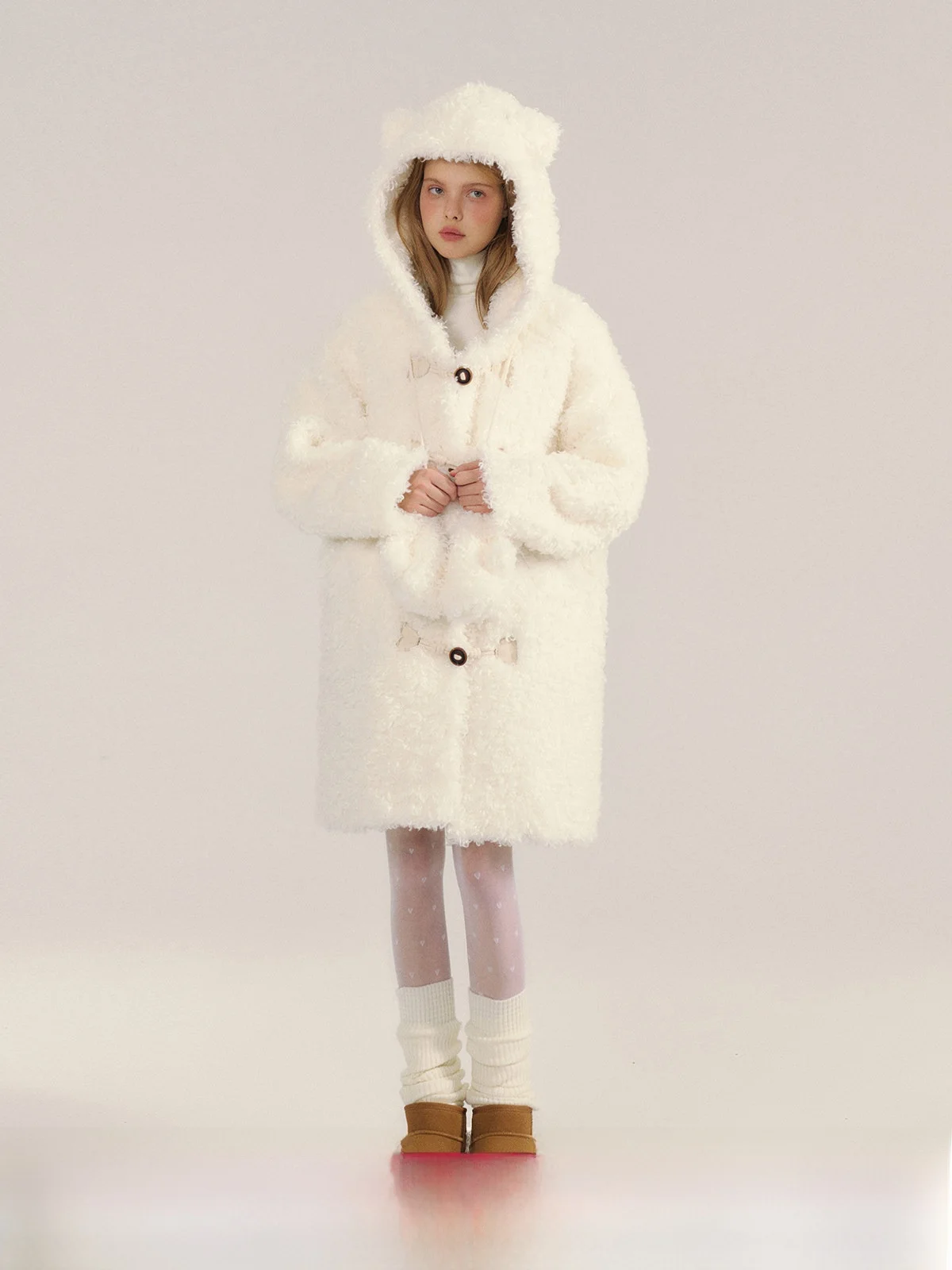 

Annatto Cr Bear Furry Hooded Coat Winter Simulation Leather Fur Inteated eepskin Women's Outerwear Long Sve Commute...