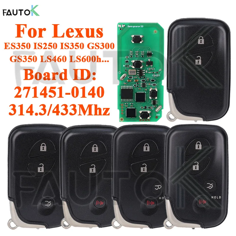 Remote Control Car Key Keyless Entry For Lexus IS350 GS300 GS350 ES350 IS250 LX570 LS460 LS600h 27145-0140 4D Chip 314.3 /433MHz