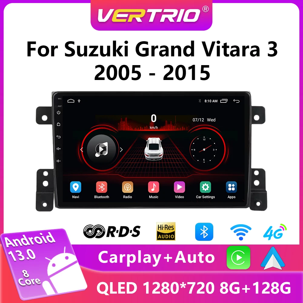 

Радио Android 12 для Suzuki Grand Vitara 3 2005-2015 Автомобильный мультимедийный видеоплеер Навигация GPS 4G Carplay 2 Din Стерео DVD