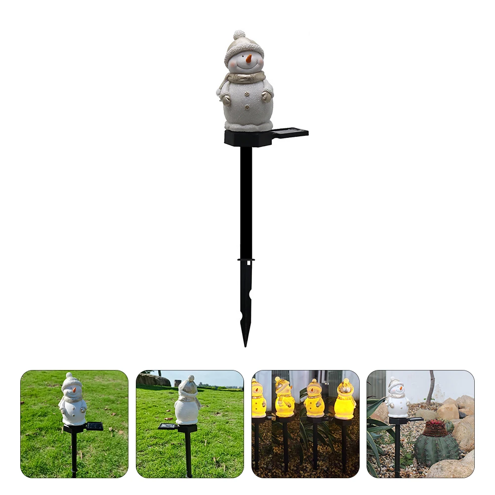

1pc Solar Snowman Lamp Outdoor Garden Light Decorative Lawn Solar Powered Ground Inserting Light For Yard Garden Driveway