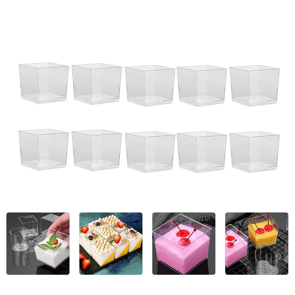 

50pcs Disposable Pudding Mini Transparent Dessert Cups Plastic Cake Cups Party Supplies Ice Cream Containers Fruit Mousse