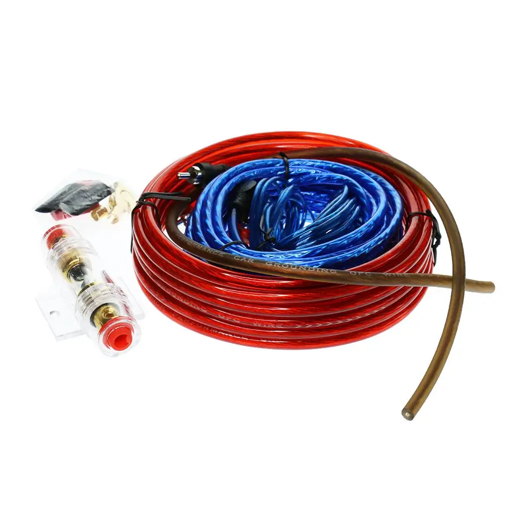 Amplifier Install Wiring Audio Cable Kit Complete Set with 60A Fuse Holder for Car Subwoofer and Stereo System