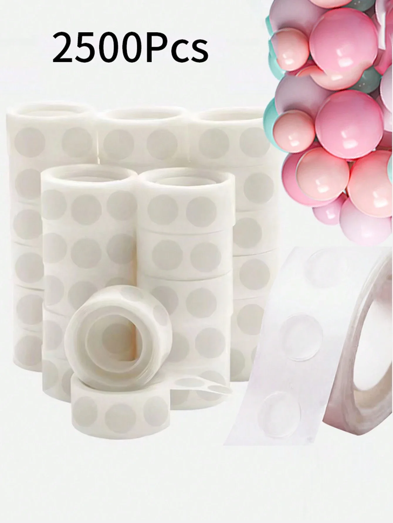 100/300/1000/2500 Uds. Pegamento para globos puntos y pegatinas cinta de doble cara transparente para boda, fiesta, Festival, graduación, aniversario,