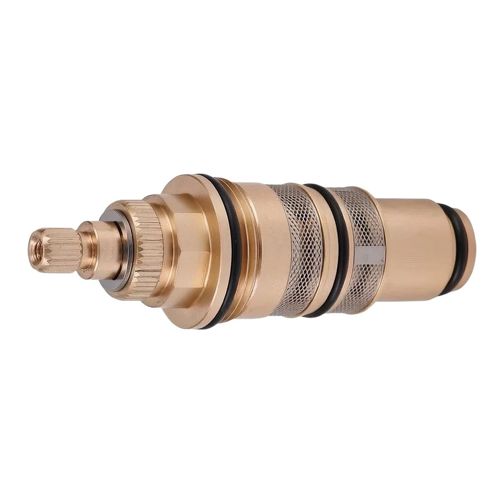 Thermostatic Shower Cartridge Replacement Kit for Brass Mixer Faucet Valve Stable Temperature Control Copper Color