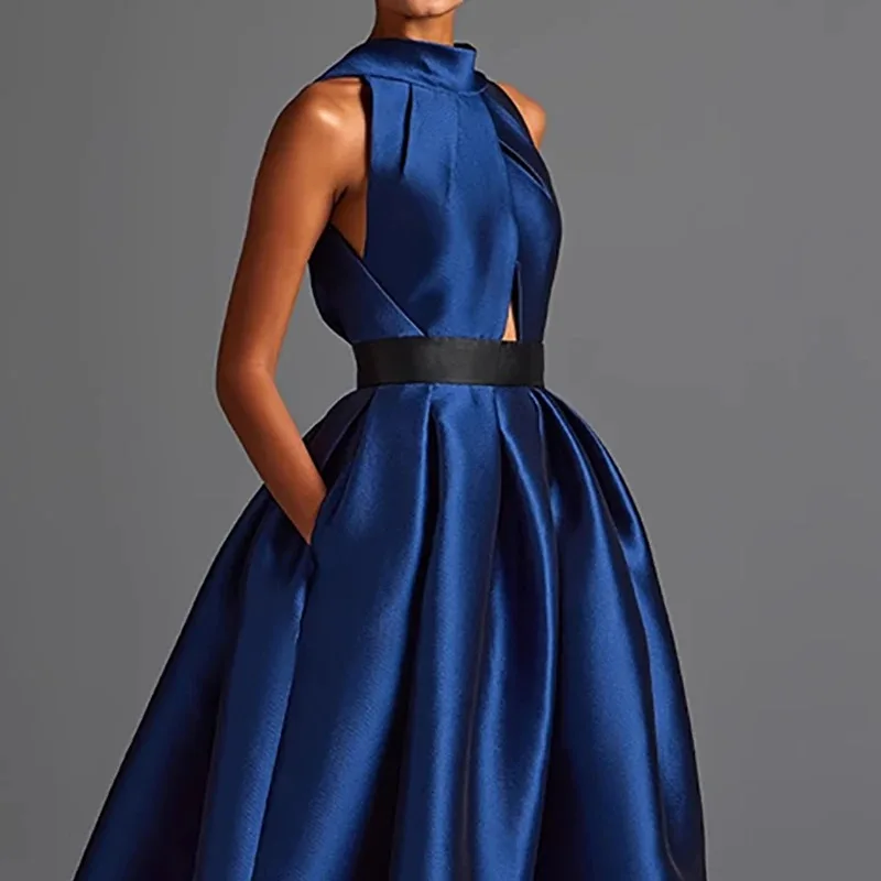 Robes para mulher elegante halter cetim vestidos de festa primavera sexy drapeado sólido rendas vestido longo verão oco boêmio maxi vestido