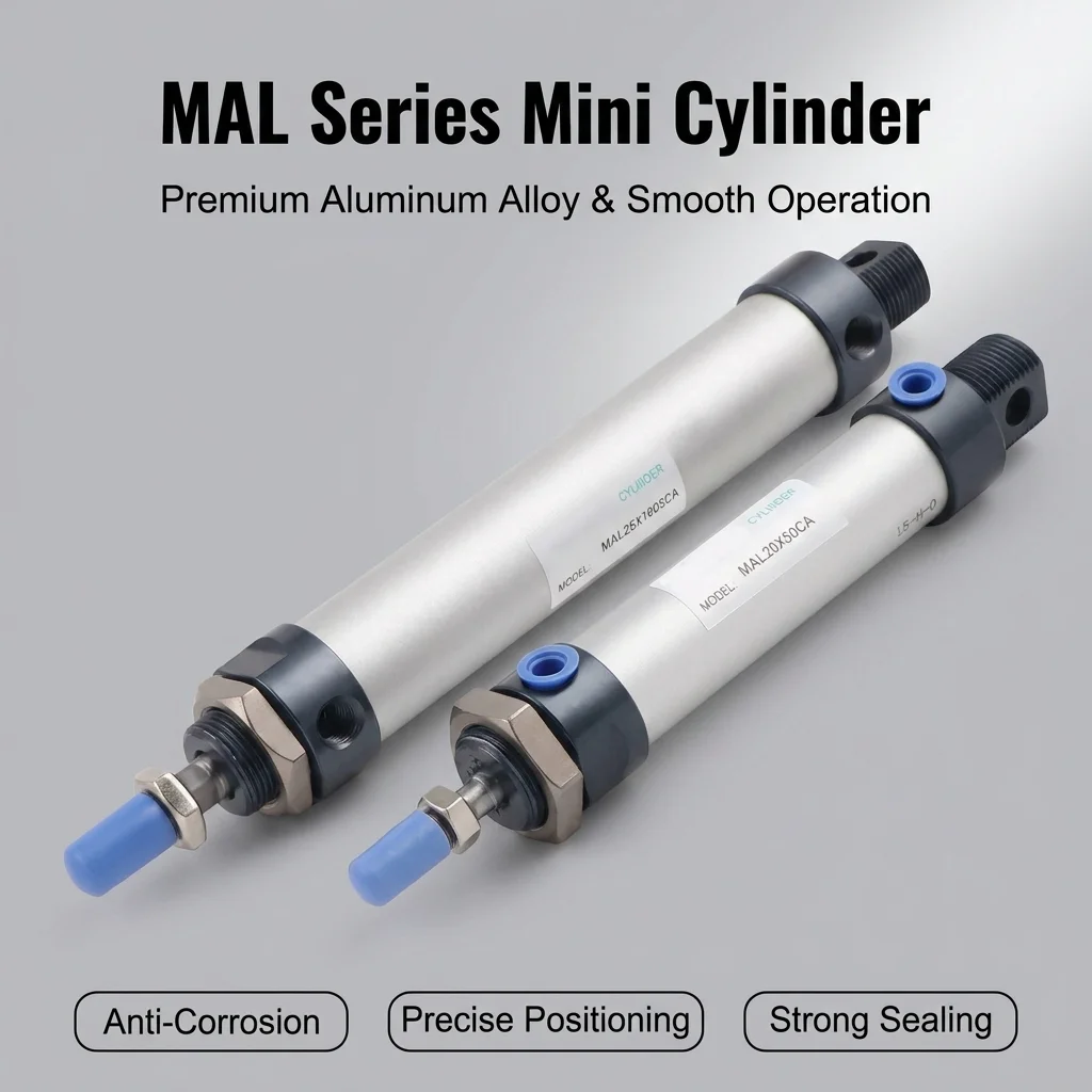 MAL Mini Double Action Pneumatic Air Cylinder Aluminum Alloy Compact Size for Industrial Use