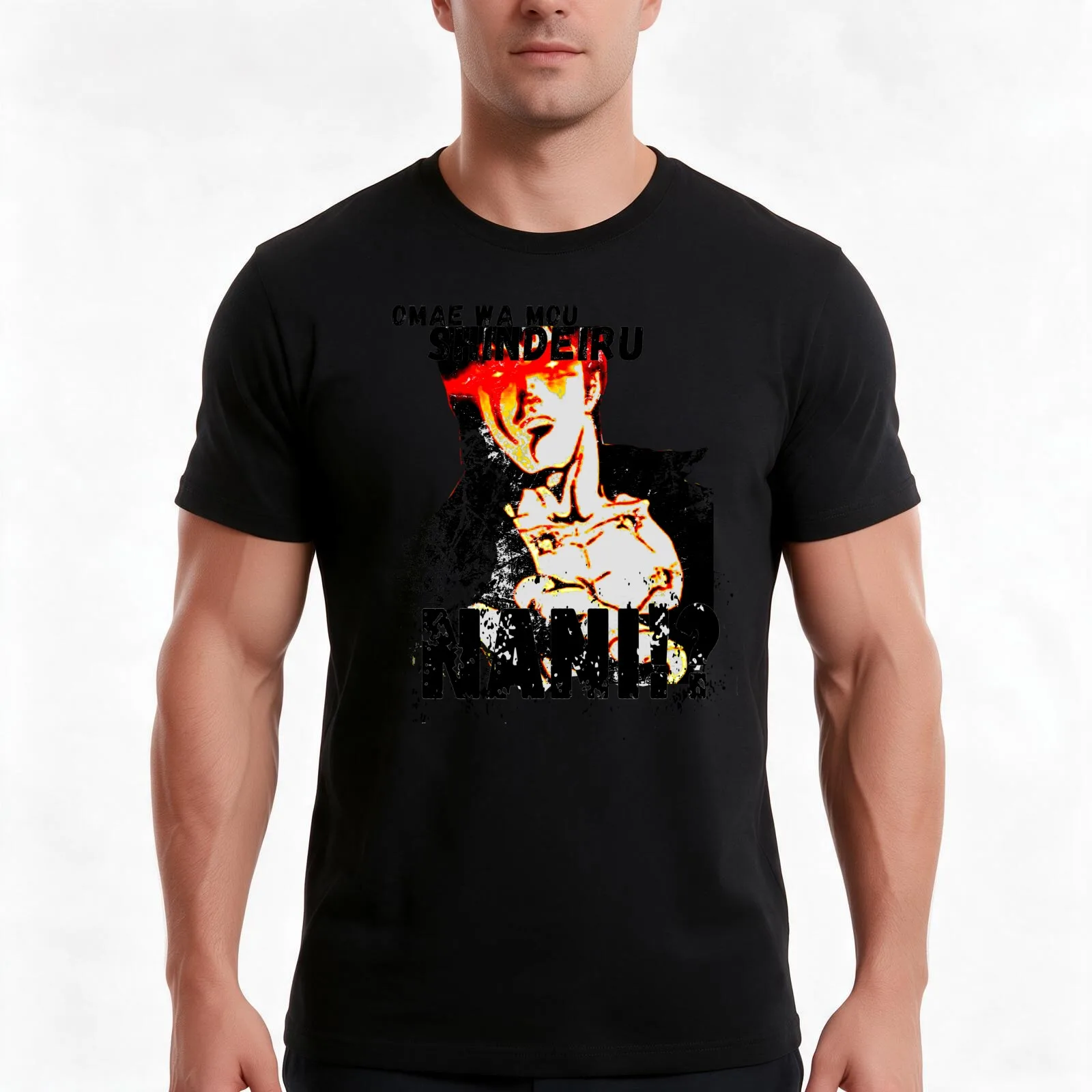 omae wa shindeiru T-Shirt, Summer Casual Cotton Tee, Oversized Streetwear Tops, Vintage Graphic Print, Loose Fit Short Sleeve