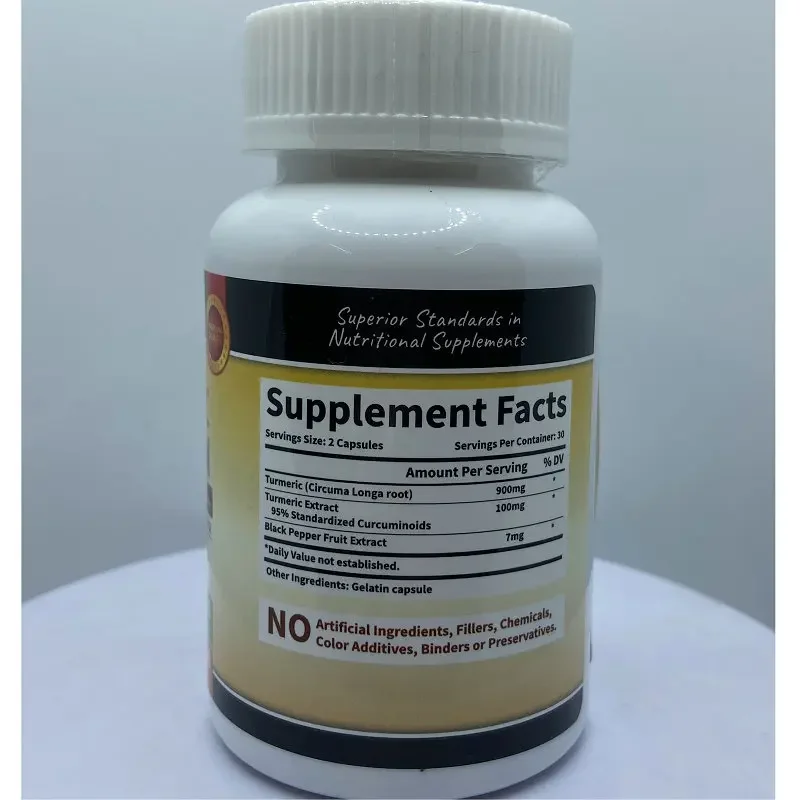 Turmeric Capsules Black Pepper Capsules Joint Supplement Natural Dietary Supplement Promotes Healthy Inflammatory Responset