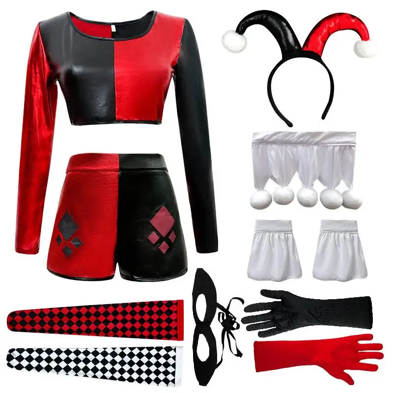 

Sexy Tightening Halloween Clown Costume Stage Performance Suit Red Black New Arrival 2023 Winter Women's Ethnic Stage Costume