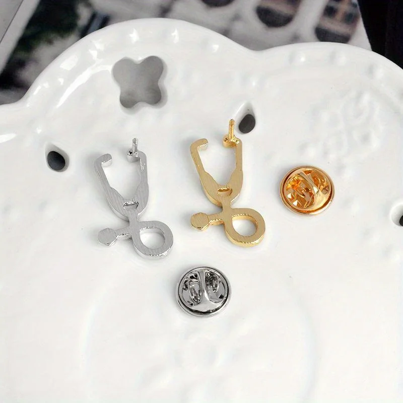 2Pcs Men and Women Cartoon Brooch Creative Doctor Stethoscope Chest Pin Cloth Accessories view 3